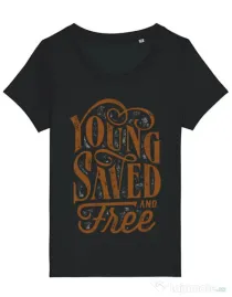 Tricou STANLEY STELLA dama Young Saved And Free Negru