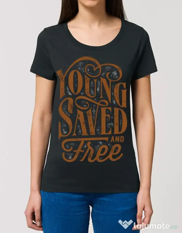 Tricou STANLEY STELLA dama Young Saved And Free Negru