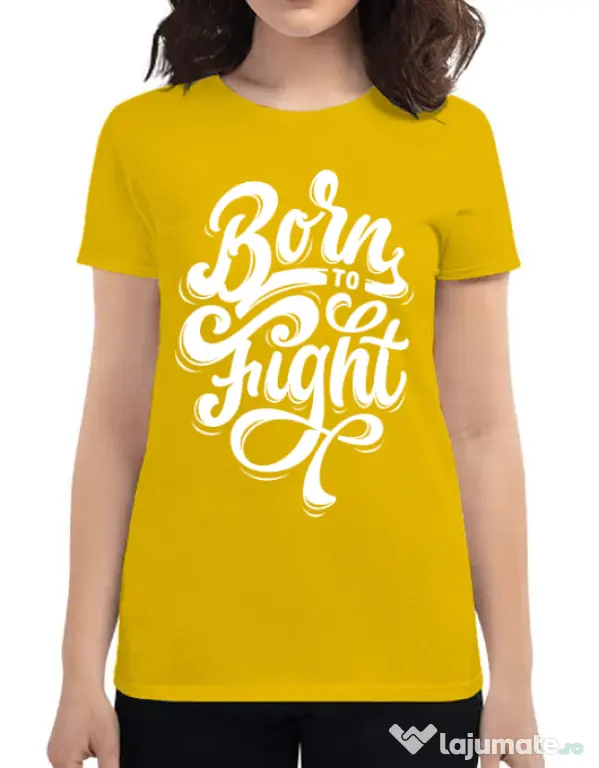 Tricou ADLER dama Born To Fight Galben