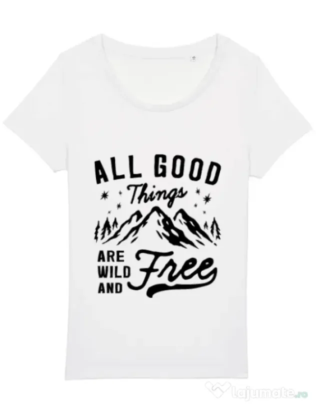 Tricou STANLEY STELLA dama All Good Things Are Wild And Free Alb