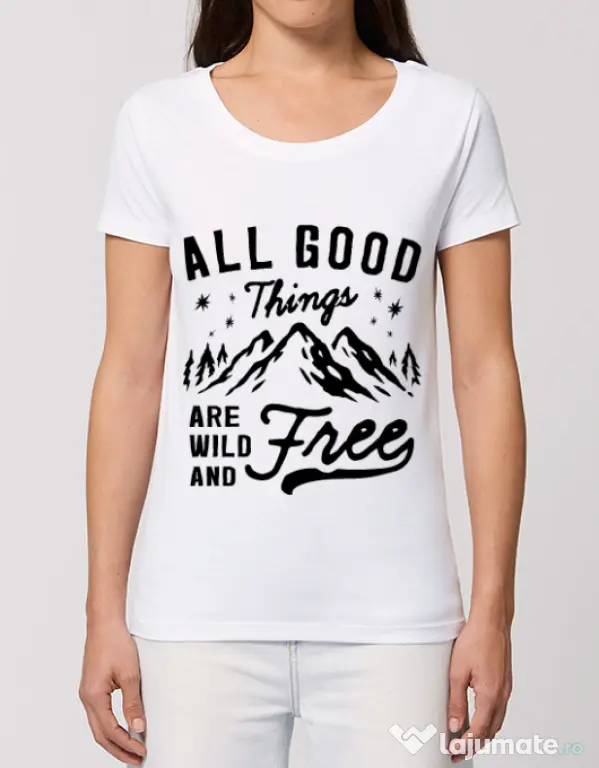 Tricou STANLEY STELLA dama All Good Things Are Wild And Free Alb