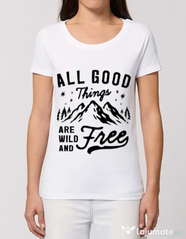 Tricou STANLEY STELLA dama All Good Things Are Wild And Free Alb
