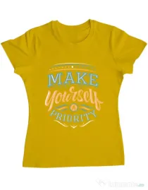 Tricou ADLER dama Make yourself a priority Galben