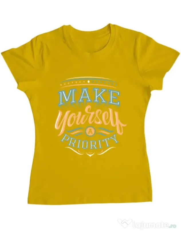 Tricou ADLER dama Make yourself a priority Galben