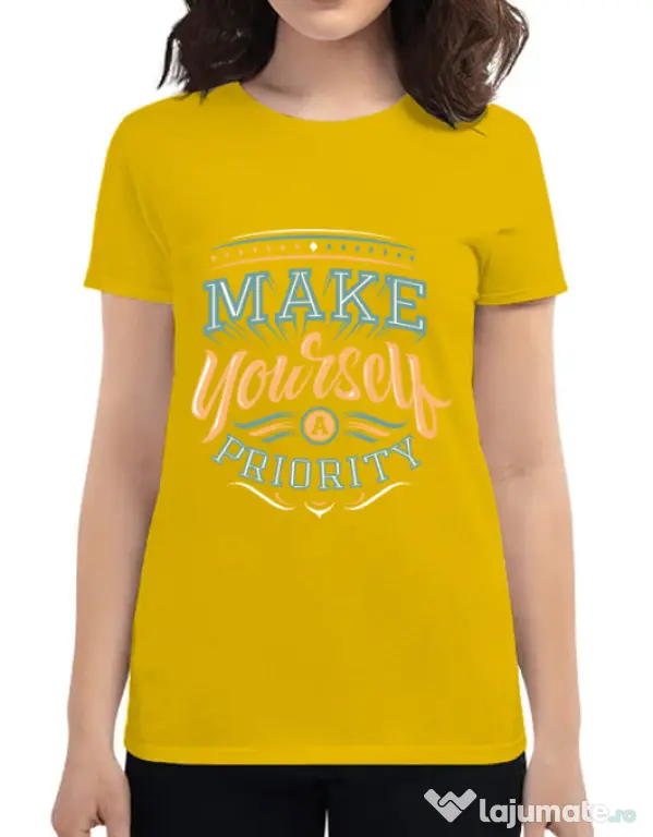 Tricou ADLER dama Make yourself a priority Galben