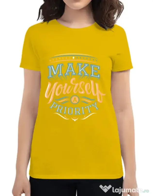 Tricou ADLER dama Make yourself a priority Galben