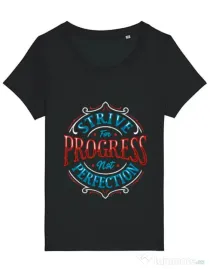 Tricou STANLEY STELLA dama Strive For Progress Not Perfection Negru