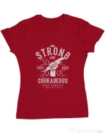 Tricou ADLER dama Be Strong and Courageous Rosu