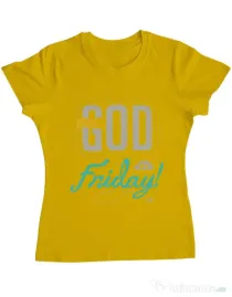 Tricou ADLER dama Thank GOD its Friday Galben