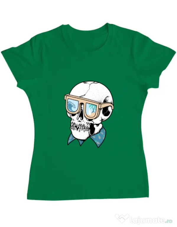 Tricou ADLER dama Skull Holiday Verde mediu