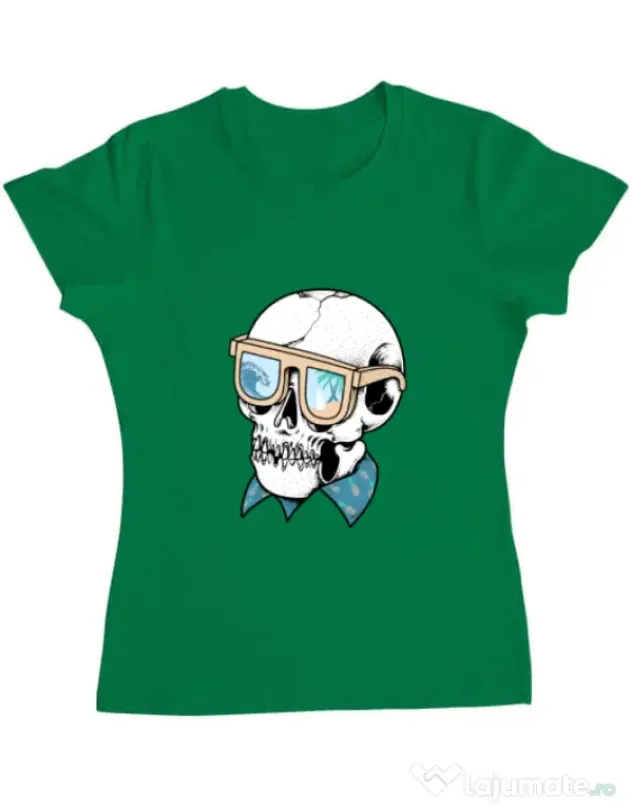 Tricou ADLER dama Skull Holiday Verde mediu