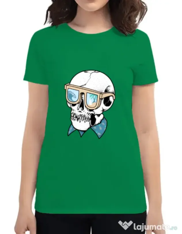 Tricou ADLER dama Skull Holiday Verde mediu