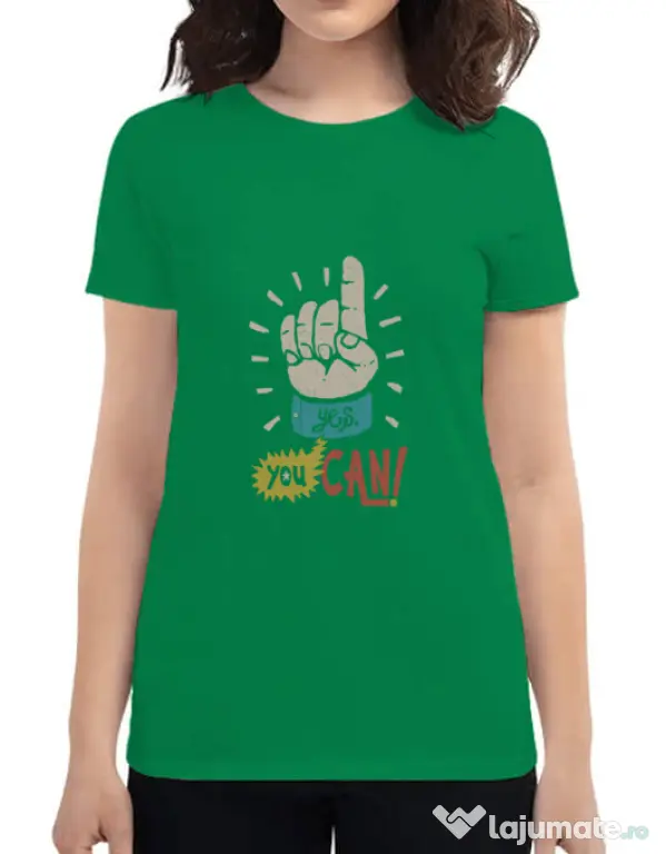 Tricou ADLER dama Yes You Can Verde mediu