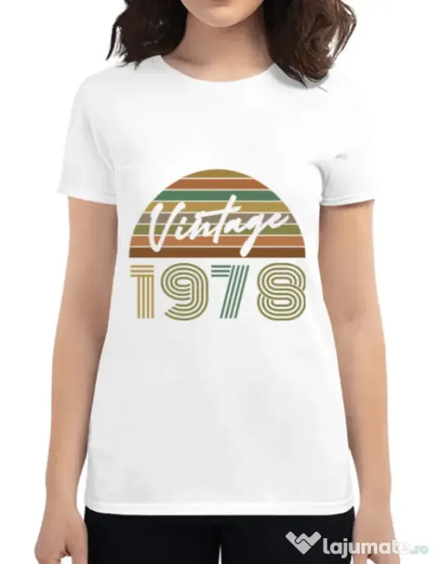Tricou ADLER dama Vintage 1978 Alb
