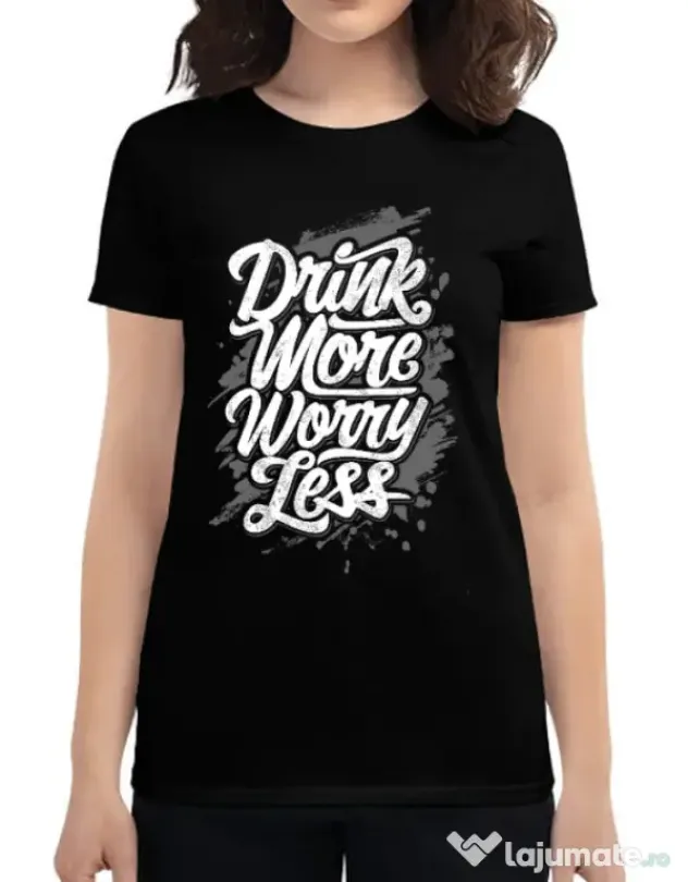 Tricou ADLER dama Drink more worry less Negru