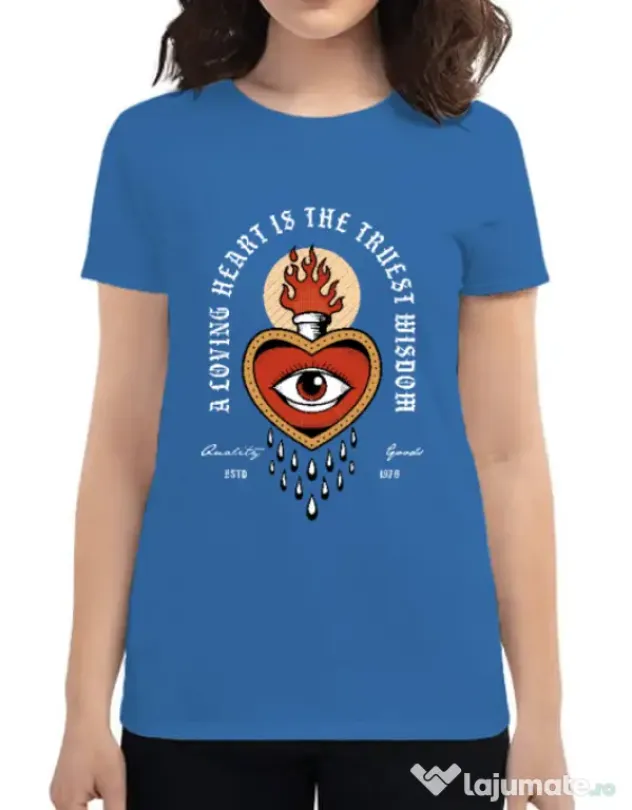 Tricou ADLER dama Burning Heart Albastru azuriu