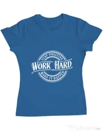 Tricou ADLER dama Work Hard Albastru azuriu
