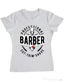 Tricou ADLER dama Professional barber Alb
