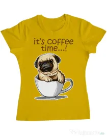 Tricou ADLER dama Its Coffee Time Galben