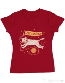 Tricou ADLER dama Stay Furrious Rosu