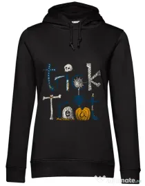 Hoodie dama cu gluga Trick or Treat Negru