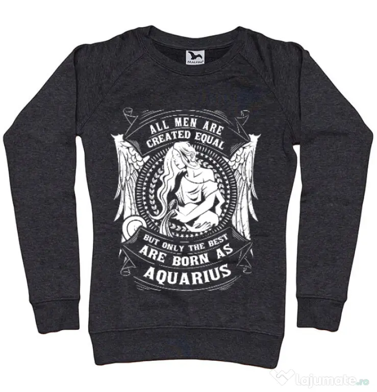 Bluza ADLER dama The best men are born as Aquarius Negru melanj