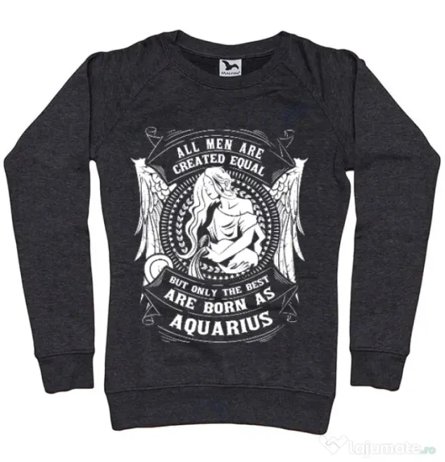 Bluza ADLER dama The best men are born as Aquarius Negru melanj