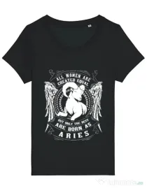 Tricou STANLEY STELLA dama The best women are born as Aries Negru