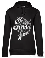 Hoodie dama cu gluga Even santa smokes Negru