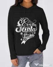 Hoodie dama cu gluga Even santa smokes Negru