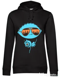 Hoodie dama cu gluga Dj Stewie Negru