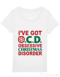 Tricou STANLEY STELLA dama Obsessive Christmas Disorder Alb