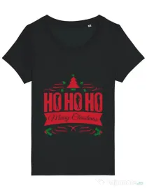 Tricou STANLEY STELLA dama Ho ho ho Merry Christmas Negru