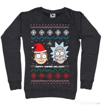 Bluza ADLER dama Rick and Morty Christmas Negru melanj