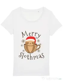 Tricou STANLEY STELLA dama Merry slothmas Alb