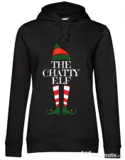 Hoodie dama cu gluga The chatty elf Negru 