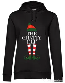 Hoodie dama cu gluga The chatty elf Negru