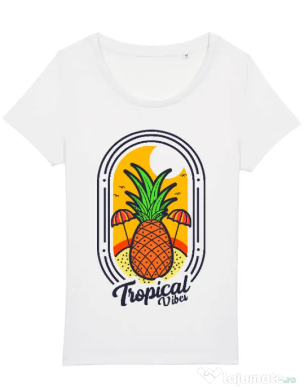 Tricou STANLEY STELLA dama Tropical vibes Alb