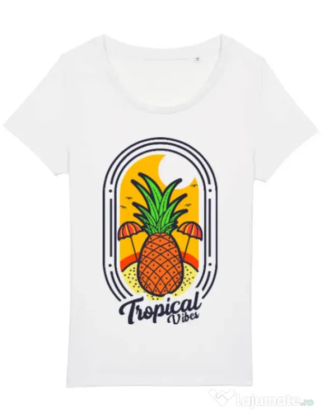 Tricou STANLEY STELLA dama Tropical vibes Alb