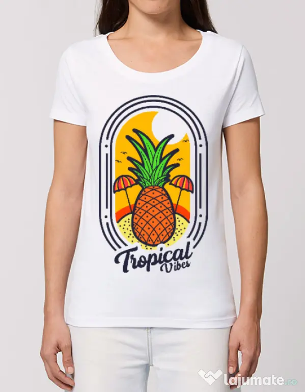 Tricou STANLEY STELLA dama Tropical vibes Alb