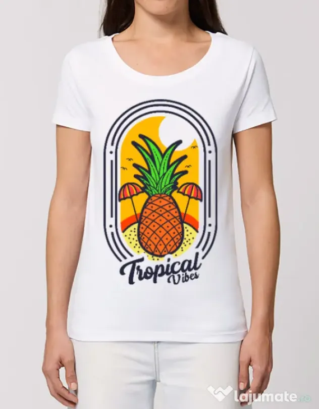 Tricou STANLEY STELLA dama Tropical vibes Alb