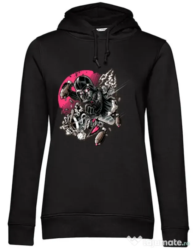 Hoodie dama cu gluga Father attack Negru