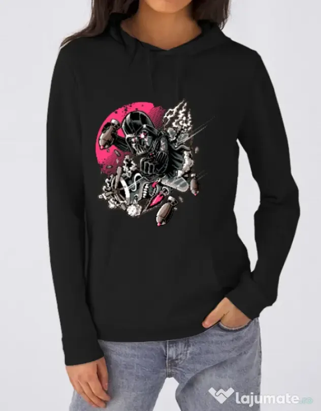 Hoodie dama cu gluga Father attack Negru