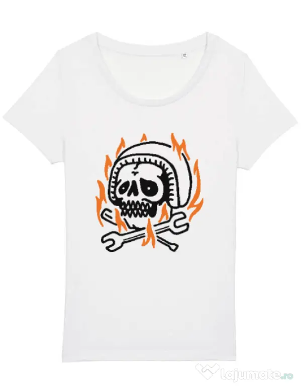 Tricou STANLEY STELLA dama Skull biker Alb