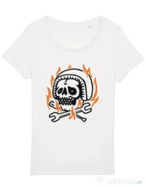 Tricou STANLEY STELLA dama Skull biker Alb