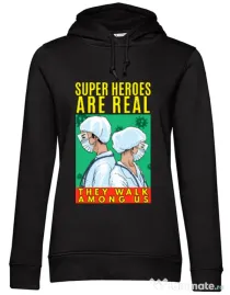 Hoodie dama cu gluga Real super heroes Negru
