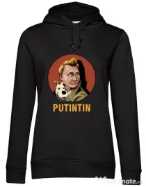 Hoodie dama cu gluga Putin Tin Negru