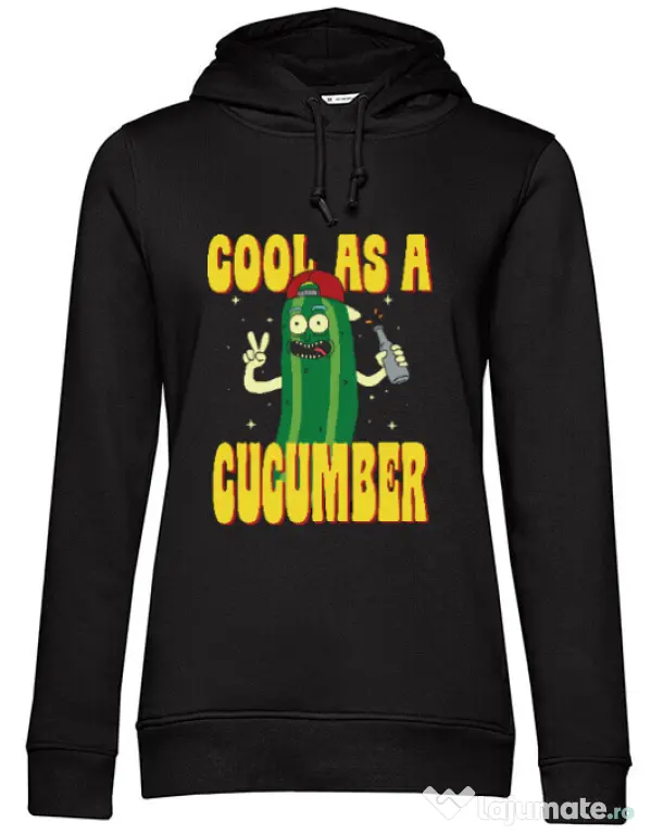 Hoodie dama cu gluga Cool as cucumber Negru