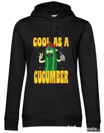 Hoodie dama cu gluga Cool as cucumber Negru