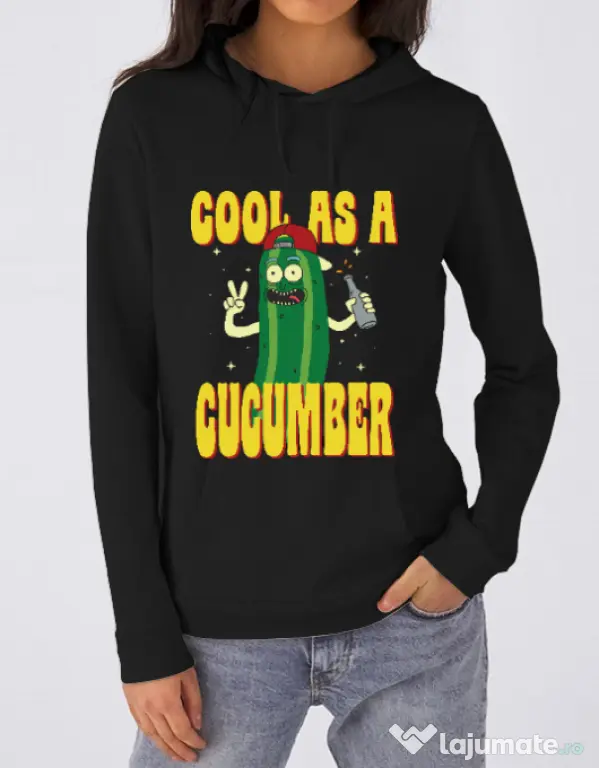 Hoodie dama cu gluga Cool as cucumber Negru